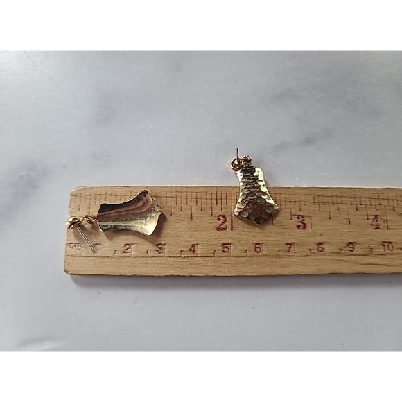 Adrienne Picard Pierced Hammered Dangling Earrings NOS 14KT GF POSTS - Picture 9 of 10